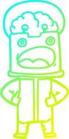 cold gradient line drawing cartoon robot vector