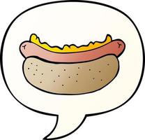 cartoon hotdog and speech bubble in smooth gradient style vector