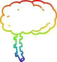 rainbow gradient line drawing cartoon brain vector