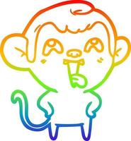 rainbow gradient line drawing crazy cartoon monkey vector