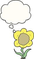 cartoon flower and thought bubble vector