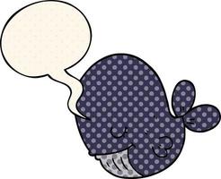 cartoon whale and speech bubble in comic book style vector
