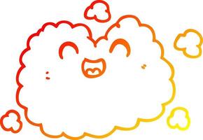 warm gradient line drawing cartoon happy smoke cloud vector