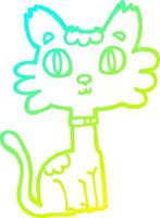 cold gradient line drawing cartoon cat vector