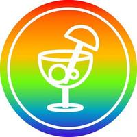 cocktail with umbrella circular in rainbow spectrum vector