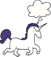 cartoon unicorn and thought bubble vector