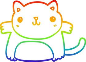 gato de dibujos animados de dibujo de línea de gradiente de arco iris vector