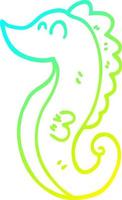 cold gradient line drawing cartoon sea horse vector