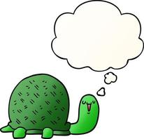 cute cartoon turtle and thought bubble in smooth gradient style vector