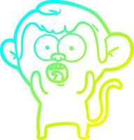 cold gradient line drawing cartoon shocked monkey vector