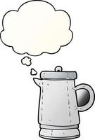 cartoon old kettle and thought bubble in smooth gradient style vector