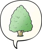 cartoon tall tree and speech bubble in smooth gradient style vector