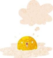 cute cartoon fried egg and thought bubble in retro textured style vector