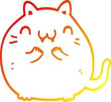 warm gradient line drawing happy cartoon cat vector
