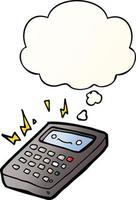 cartoon calculator and thought bubble in smooth gradient style vector