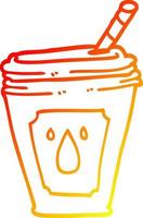 warm gradient line drawing cartoon juice bar drink vector