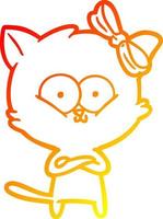 warm gradient line drawing cartoon cat vector