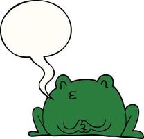 cute cartoon frog and speech bubble vector