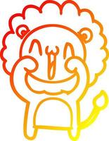 warm gradient line drawing happy cartoon lion vector