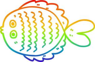 rainbow gradient line drawing cartoon flat fish vector