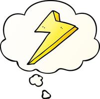 cartoon lightning and thought bubble in smooth gradient style vector