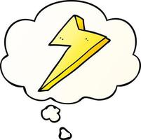 cartoon lightning and thought bubble in smooth gradient style vector
