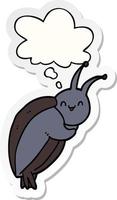 cute cartoon beetle and thought bubble as a printed sticker vector