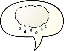 cartoon rain cloud and speech bubble in smooth gradient style vector