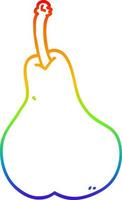 rainbow gradient line drawing cartoon pear vector