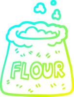 cold gradient line drawing cartoon bag of flour vector