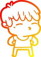 warm gradient line drawing cartoon curious boy vector