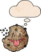 cartoon cookie and thought bubble in grunge texture pattern style vector