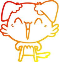 warm gradient line drawing happy little dog cartoon vector