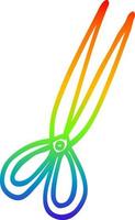 rainbow gradient line drawing cartoon open scissors vector