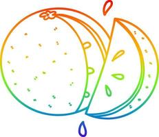 rainbow gradient line drawing cartoon orange slice vector