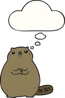cartoon beaver and thought bubble vector
