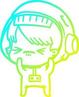 cold gradient line drawing angry cartoon space girl vector