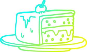 cold gradient line drawing cartoon slice of cake vector