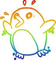 rainbow gradient line drawing frightened penguin vector