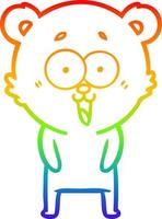 rainbow gradient line drawing laughing teddy  bear cartoon vector