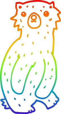 rainbow gradient line drawing cartoon bear