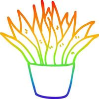 rainbow gradient line drawing cartoon house plant vector