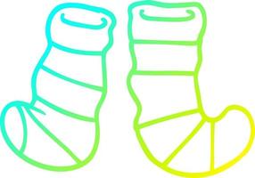 cold gradient line drawing cartoon socks vector