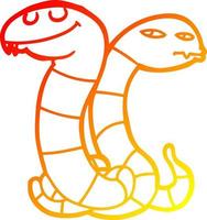 warm gradient line drawing cartoon snakes vector