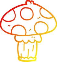 warm gradient line drawing cartoon toadstool vector