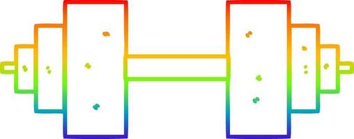 rainbow gradient line drawing cartoon dumbbell vector