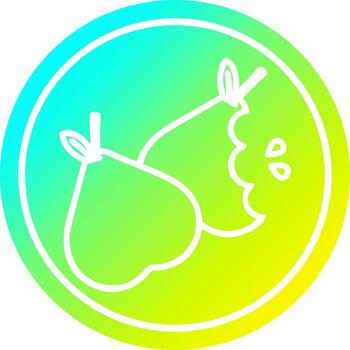 peras mordidas circulares en espectro de gradiente frío vector