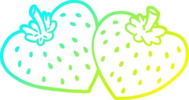 cold gradient line drawing cartoon strawberries vector