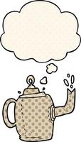 cartoon old kettle and thought bubble in comic book style vector