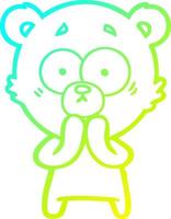 cold gradient line drawing worried bear cartoon vector